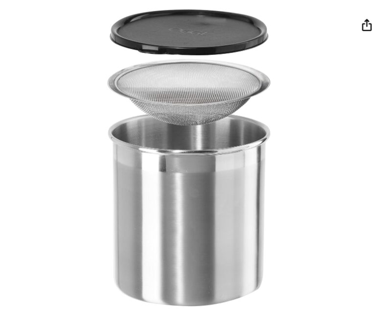 container for fryer oil, bacon drippings, lard and ghee oil
