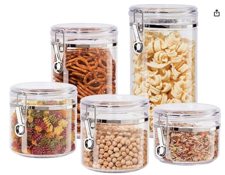 5pc Clear Canister Set with Clamp Lids